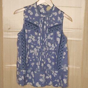 Vanessa Virginia Blue White Floral Sleeveless Top 6